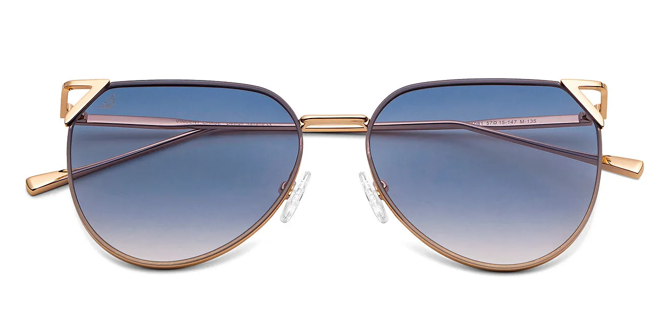Gold Aviator Full Rim Unisex Sunglasses by Vincent Chase-151081