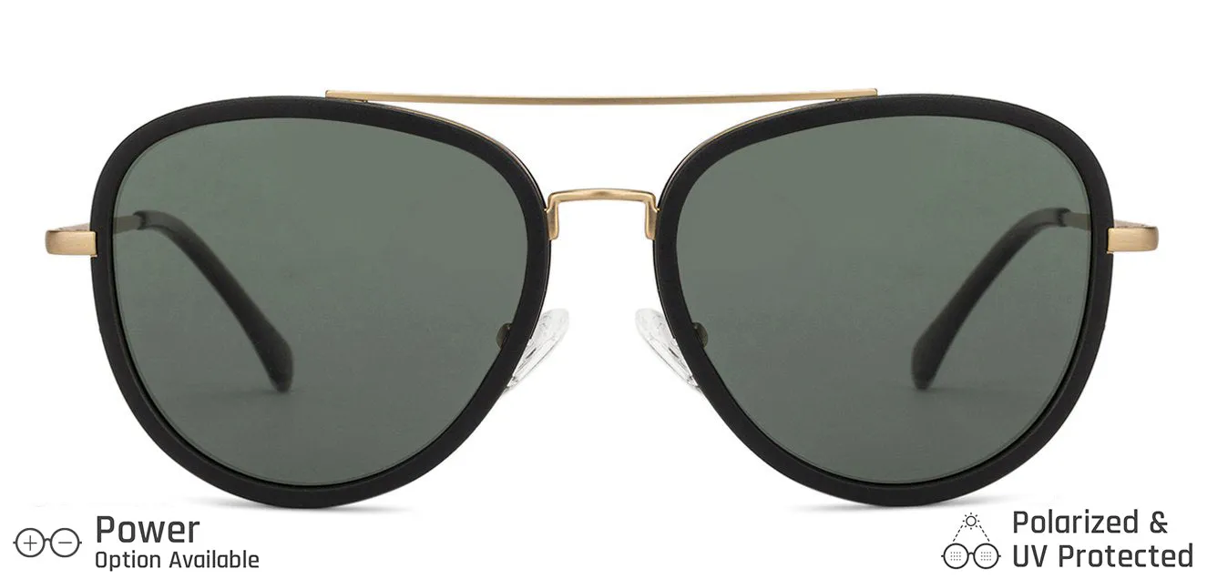 Gold Aviator Full Rim Unisex Sunglasses by Vincent Chase Polarized-138637