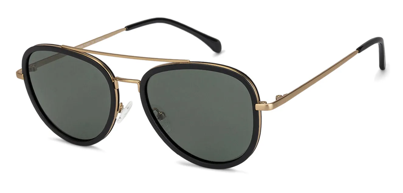 Gold Aviator Full Rim Unisex Sunglasses by Vincent Chase Polarized-138637