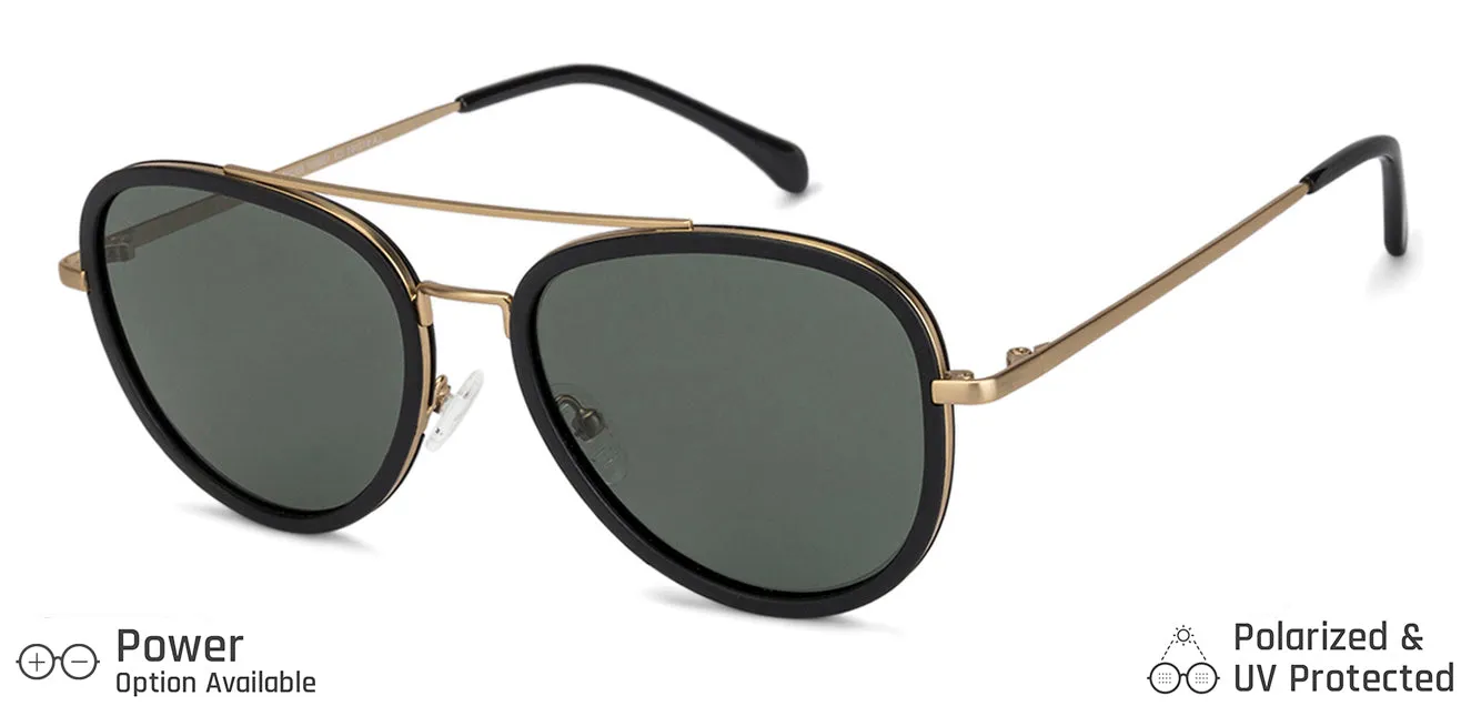 Gold Aviator Full Rim Unisex Sunglasses by Vincent Chase Polarized-138637