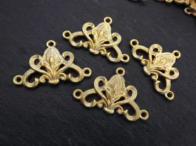 Gold Chandelier, Multi Strand Link,  Multi Strand Connector, Art Nouveau, Gold Pendant, Gold Connector, Gold Link, 22k Matte Gold Plated 4pc