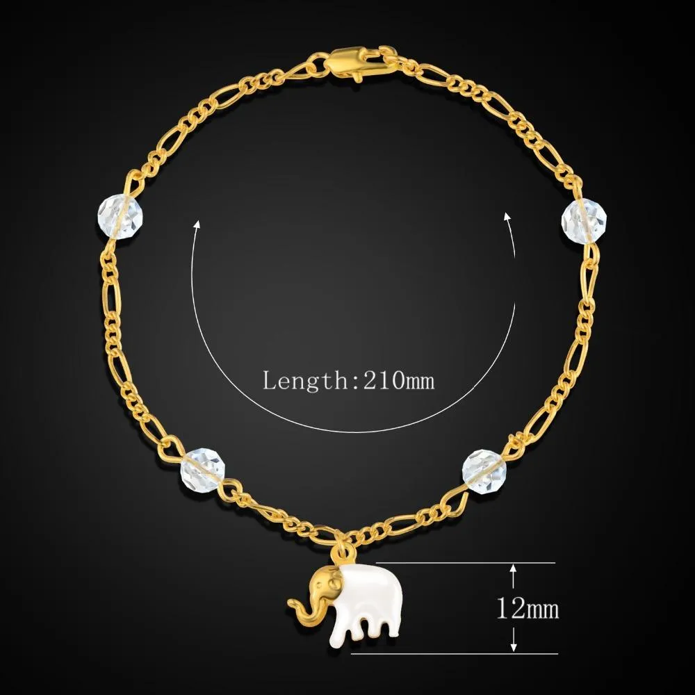 Gold Color Elephant Bead Bracelet Bangles For Women