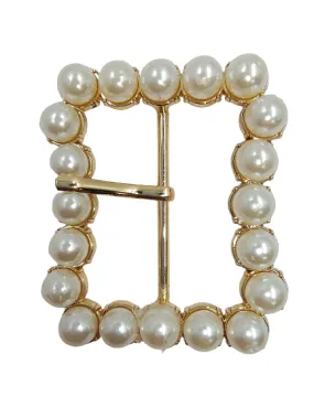 Gold Finish Shiny Pearl Uneven Shape Prong Buckle