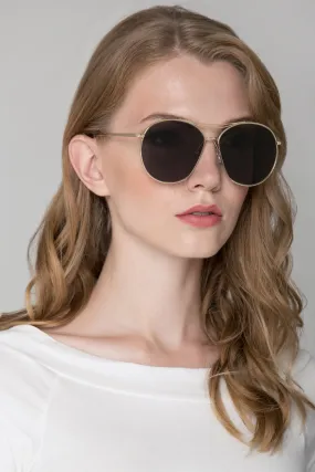 Gold Round Aviator Sunglasses