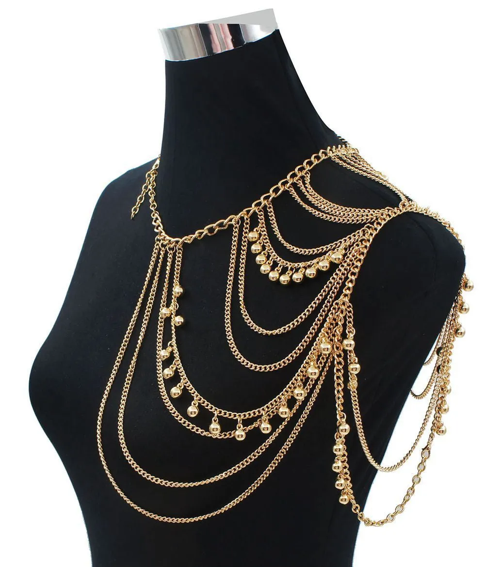 Gold Sexy Shoulder Body Chain Necklace Women Multi Layered Body Accessories Shoulders Fashion Jewelry