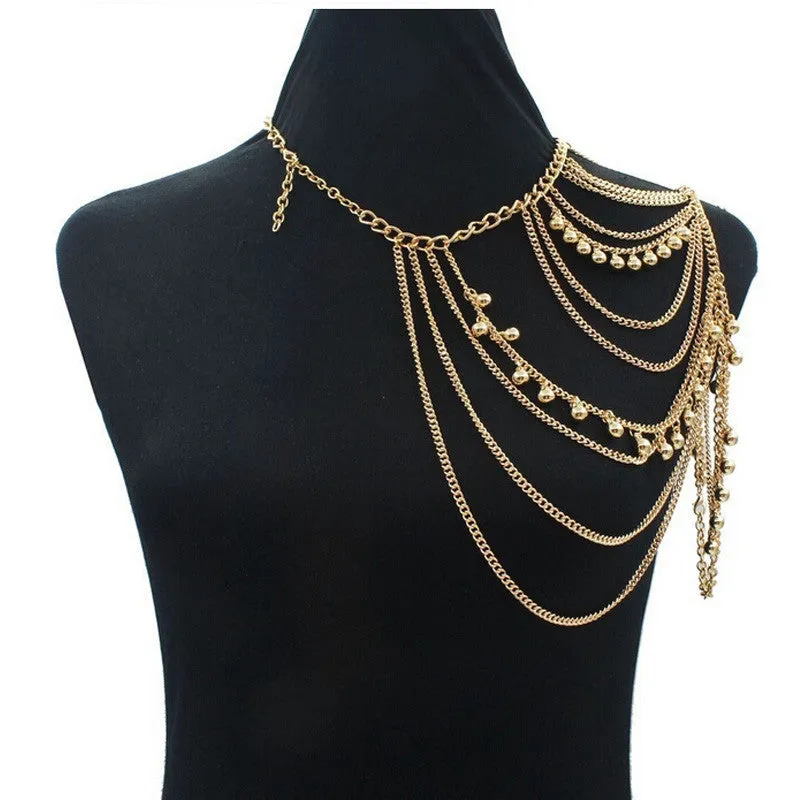 Gold Sexy Shoulder Body Chain Necklace Women Multi Layered Body Accessories Shoulders Fashion Jewelry