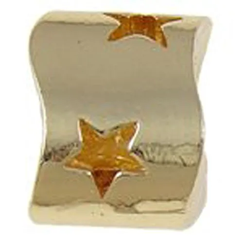 Gold Tone Wave Rectangle Shape Charm with Stars for snake Chain charm Bracelet