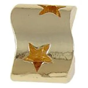 Gold Tone Wave Rectangle Shape Charm with Stars for snake Chain charm Bracelet
