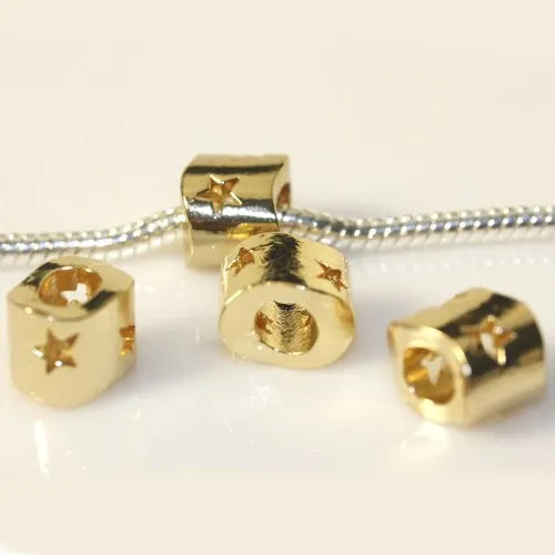 Gold Tone Wave Rectangle Shape Charm with Stars for snake Chain charm Bracelet