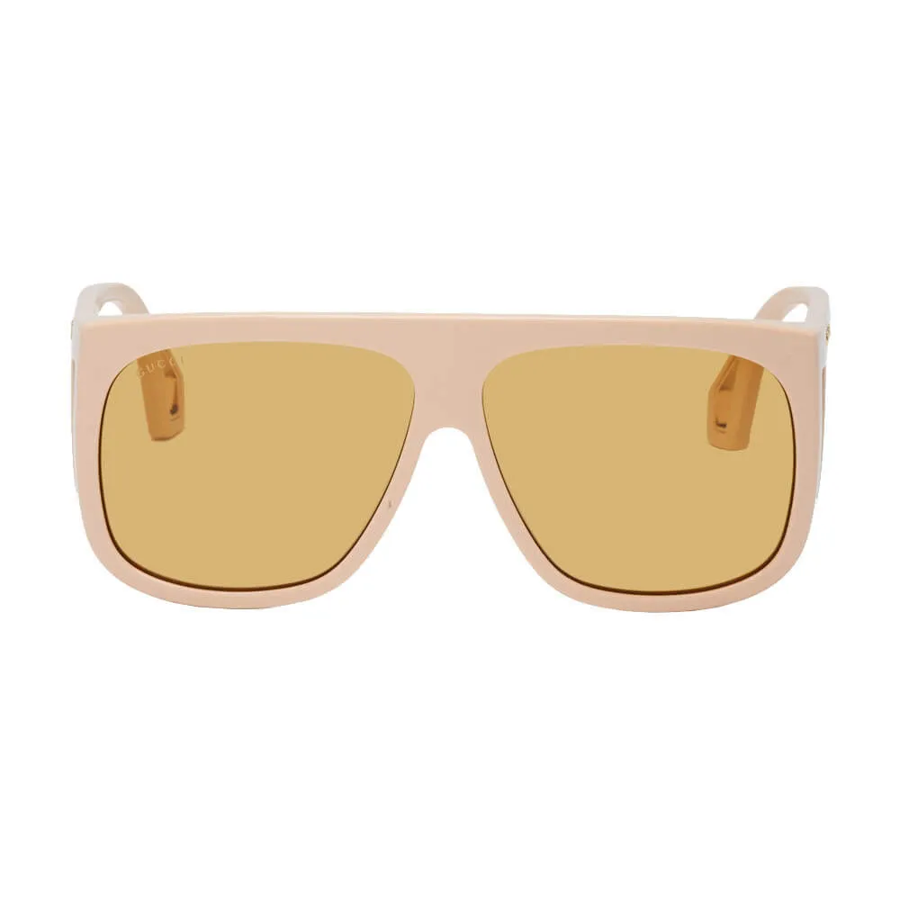 Gucci Beige Thick Acetate Shield Sunglasses