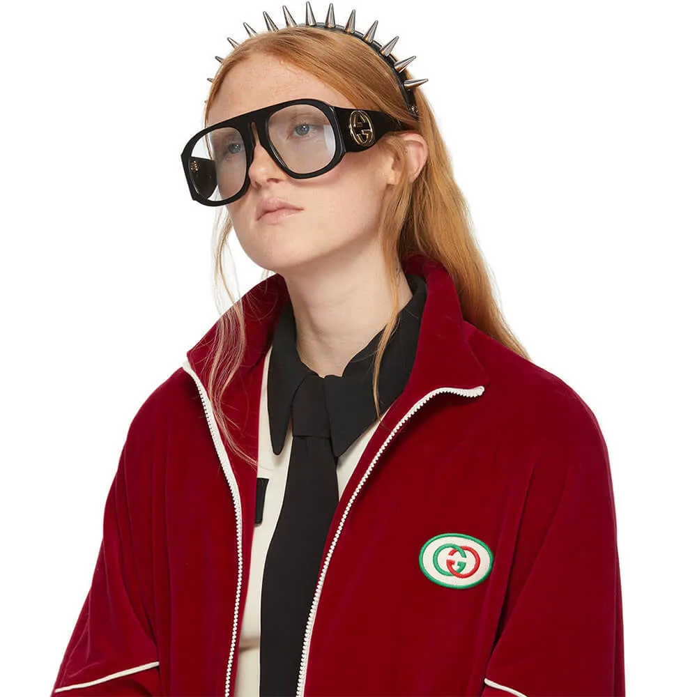 Gucci Black Oversized Runway Aviator Sunglasses