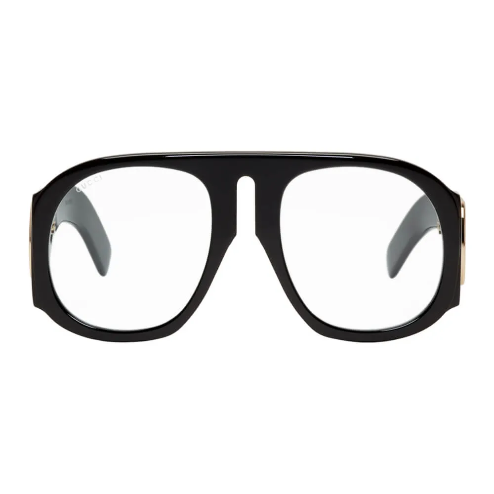 Gucci Black Oversized Runway Aviator Sunglasses