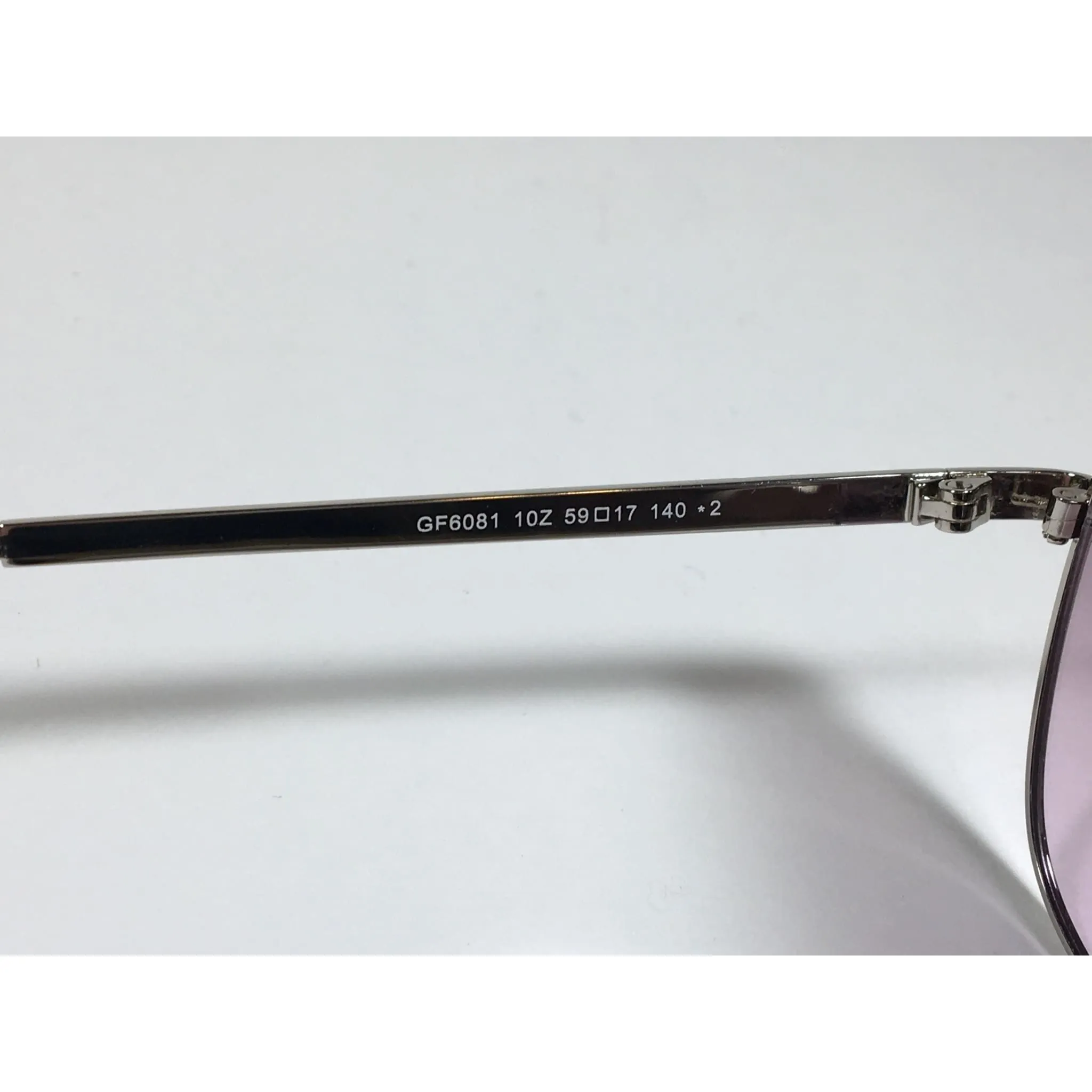 Guess Aviator Sunglasses Shiny Nickel Frame with Rhinestones Light Pink Lens GF6081 10Z