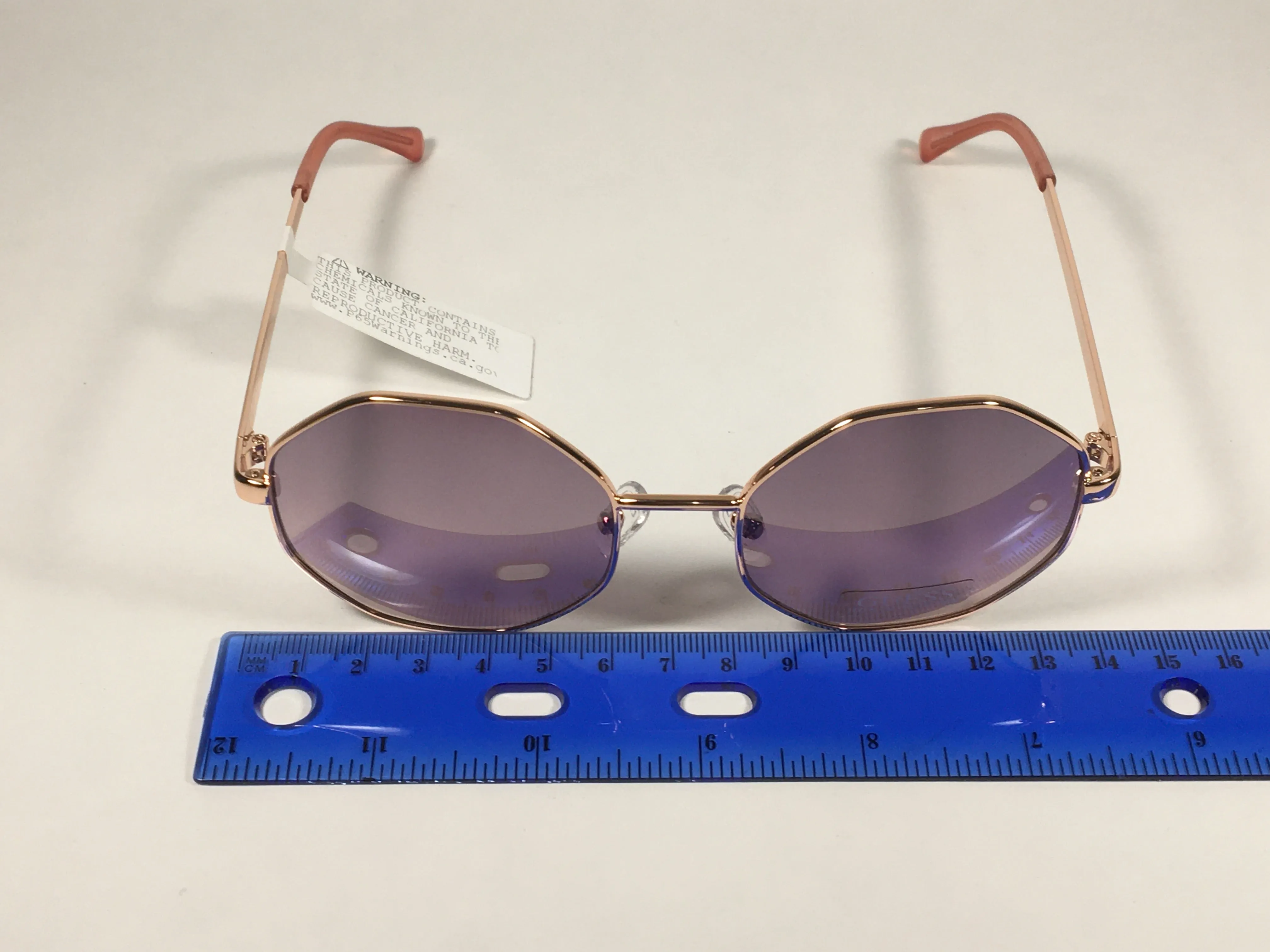 Guess Polygon Geometric Sunglasses Rose Gold Frame Gray Pink Purple Gradient Lens GF0319 28F