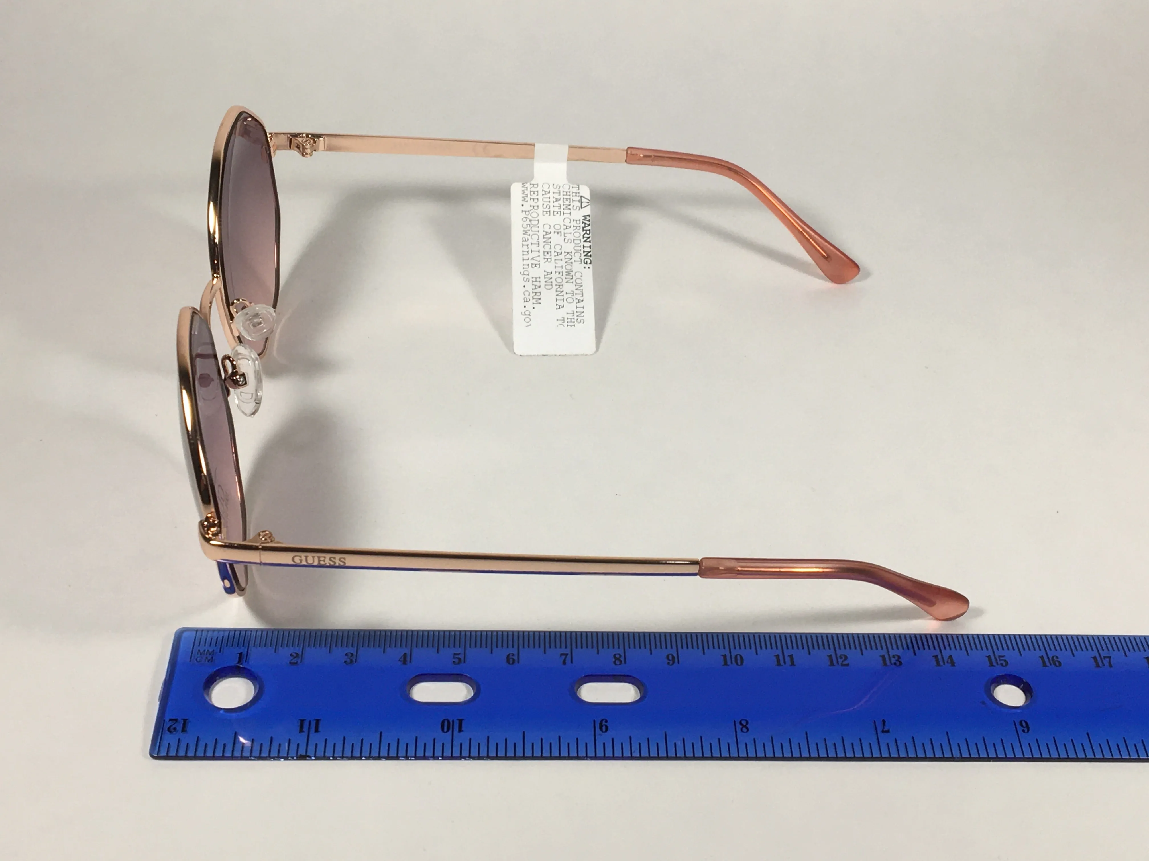 Guess Polygon Geometric Sunglasses Rose Gold Frame Gray Pink Purple Gradient Lens GF0319 28F