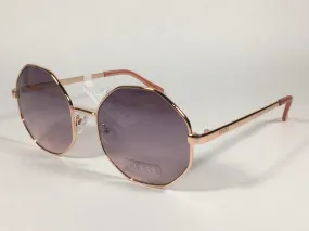 Guess Polygon Geometric Sunglasses Rose Gold Frame Gray Pink Purple Gradient Lens GF0319 28F