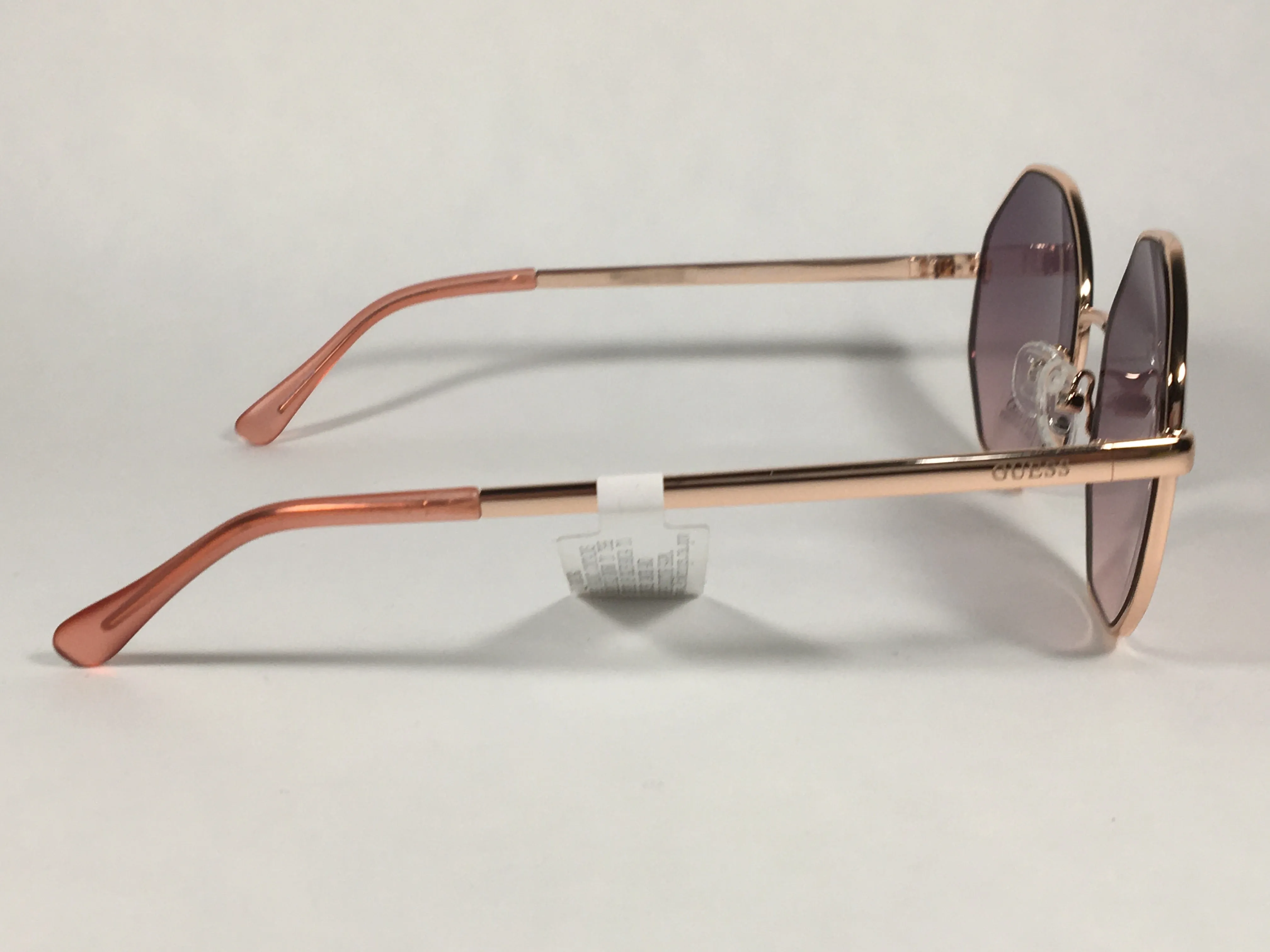 Guess Polygon Geometric Sunglasses Rose Gold Frame Gray Pink Purple Gradient Lens GF0319 28F