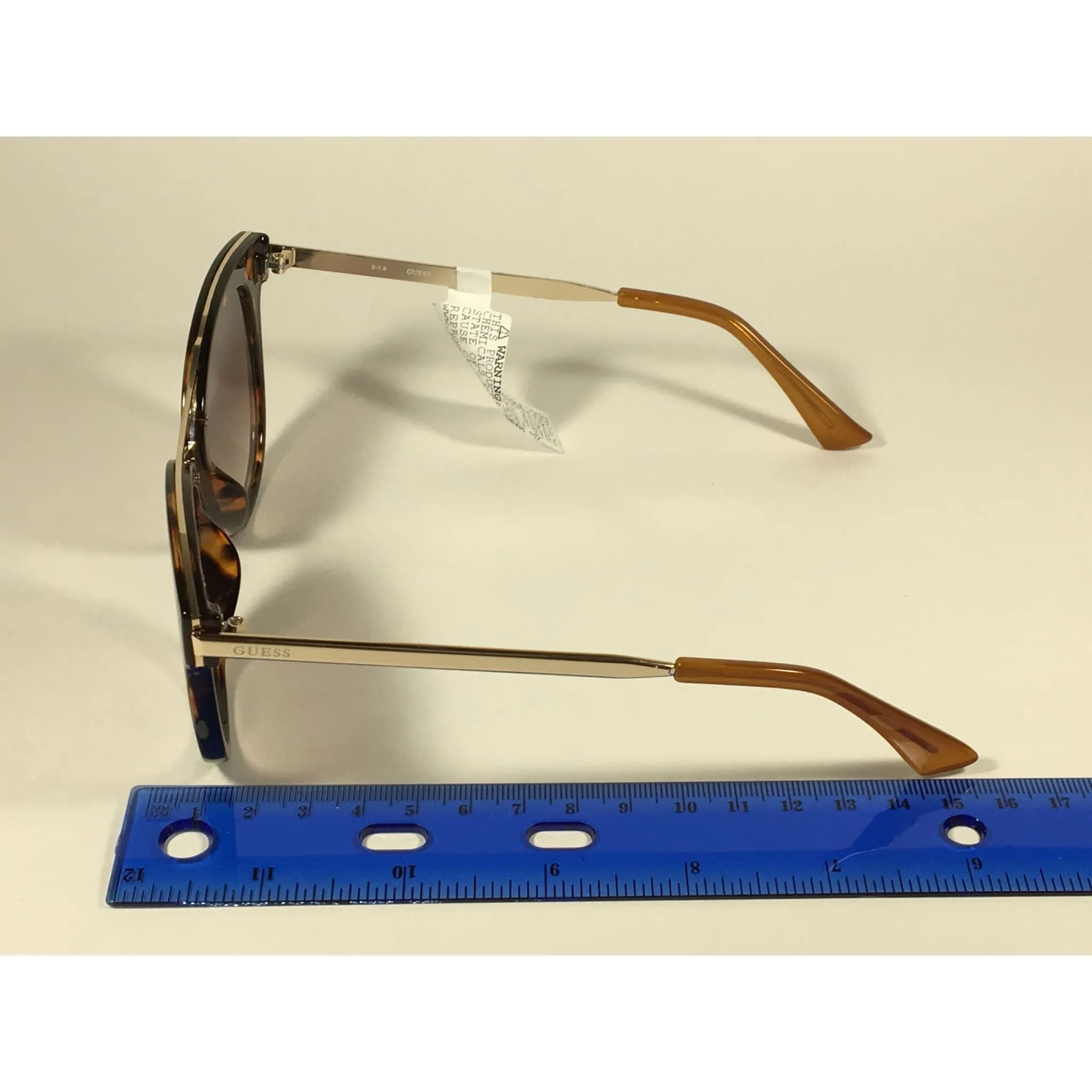 Guess Round Cat Eye Sunglasses Gold Brown Tortoise Frame Brown Gradient Lens GF0304 52G