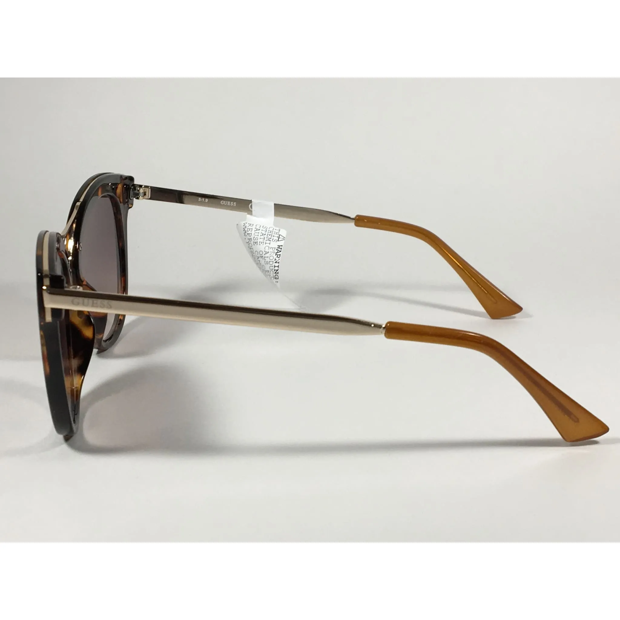 Guess Round Cat Eye Sunglasses Gold Brown Tortoise Frame Brown Gradient Lens GF0304 52G