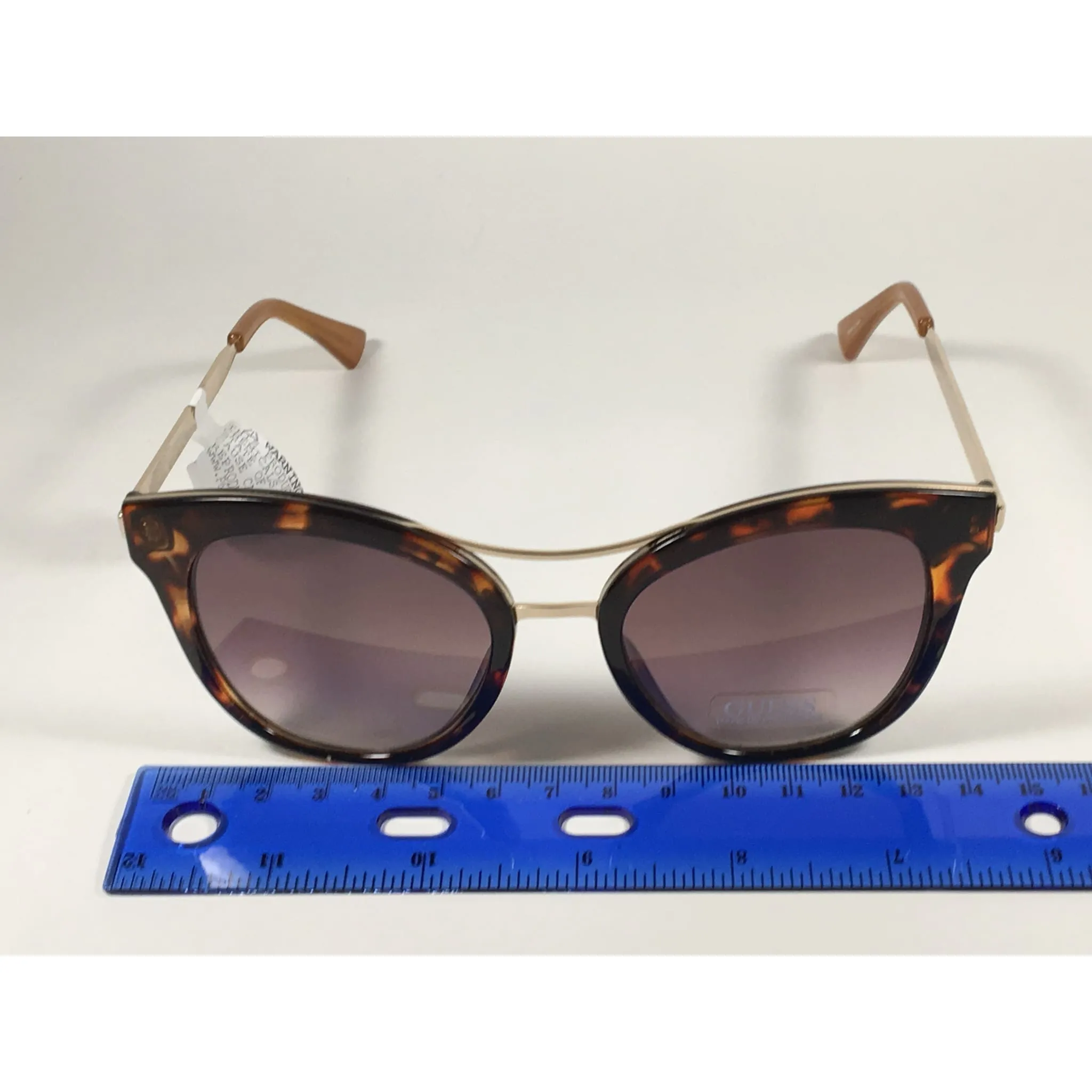 Guess Round Cat Eye Sunglasses Gold Brown Tortoise Frame Brown Gradient Lens GF0304 52G