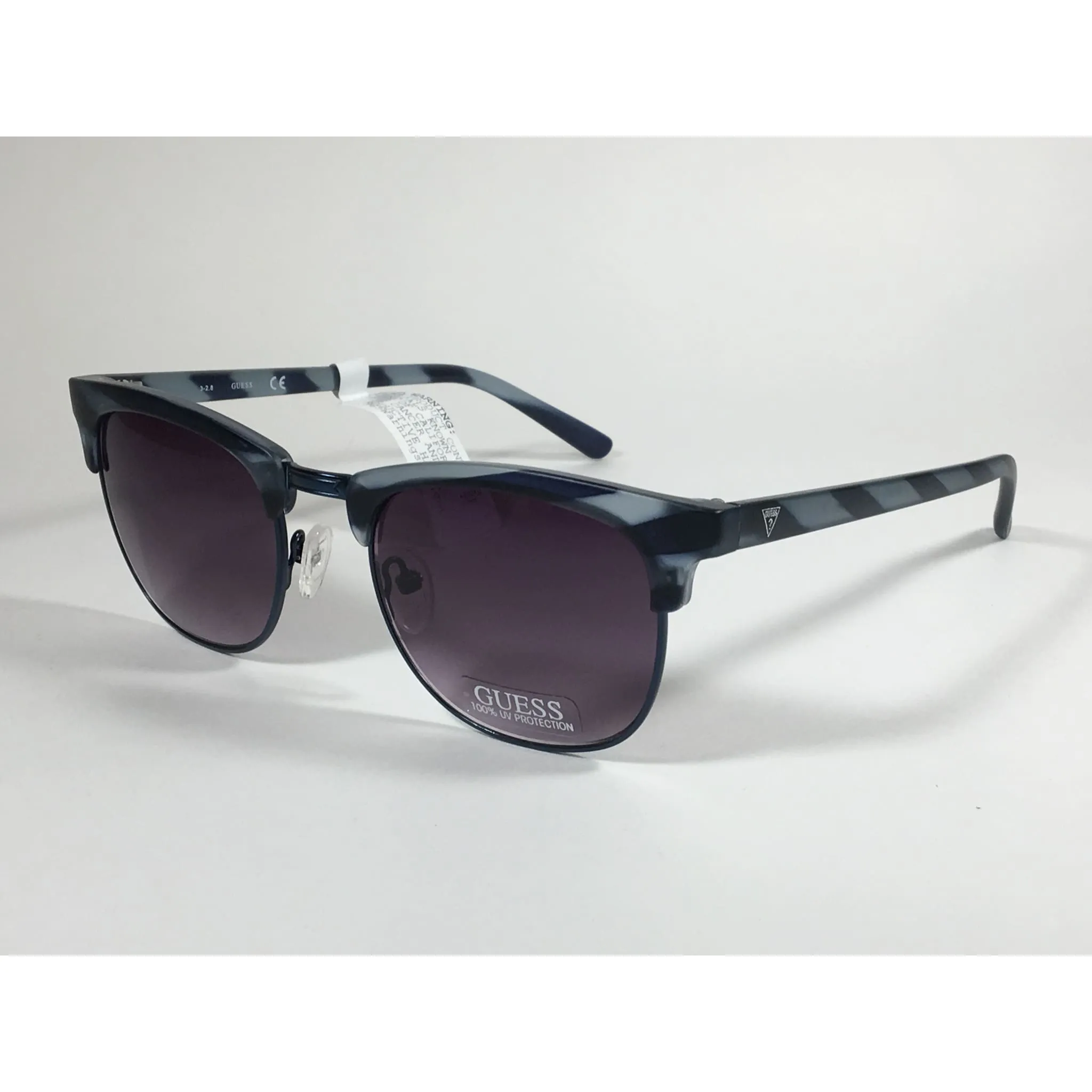 Guess Square Club Sunglasses Blue Stripes Smoke Gradient Lens GF0170 91B