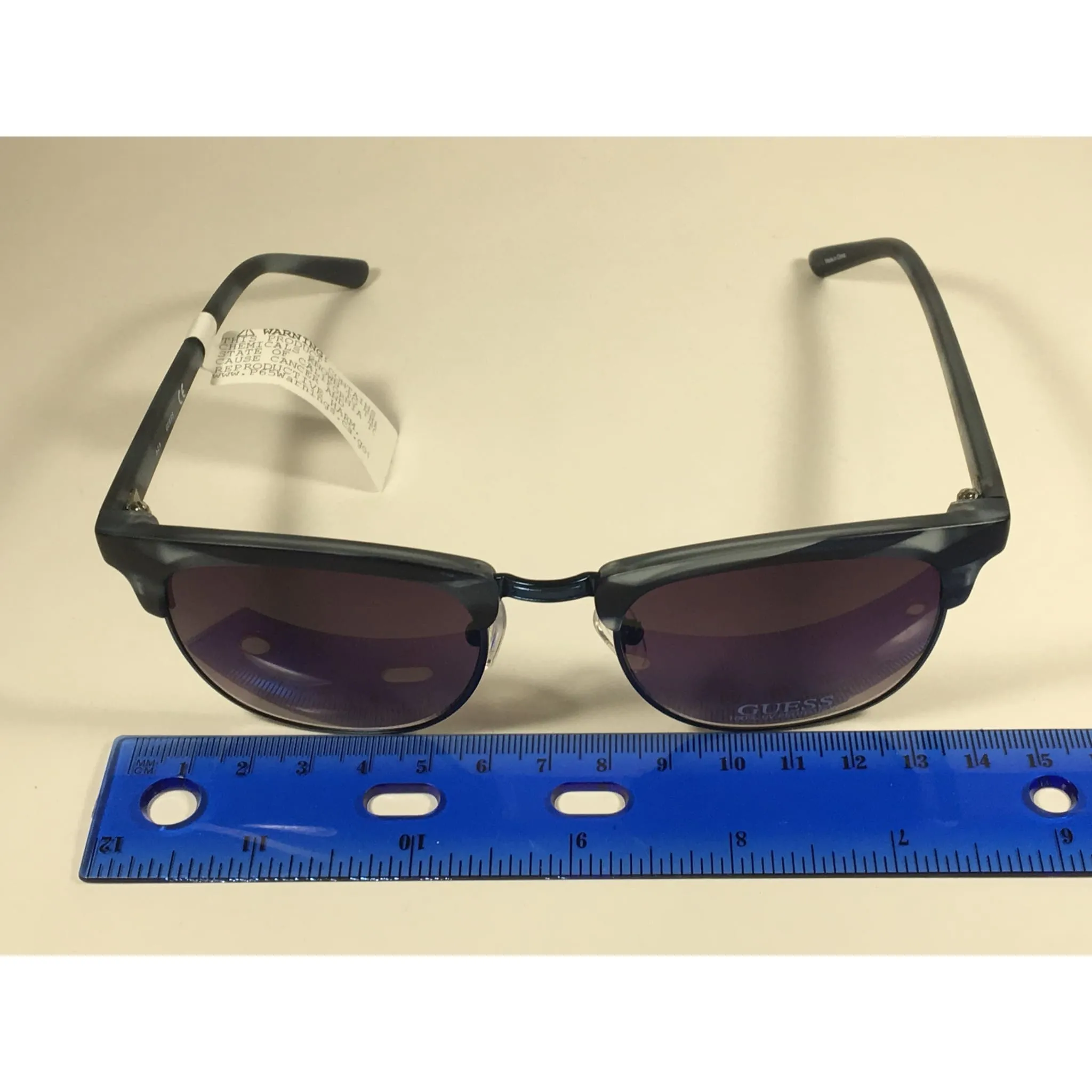 Guess Square Club Sunglasses Blue Stripes Smoke Gradient Lens GF0170 91B