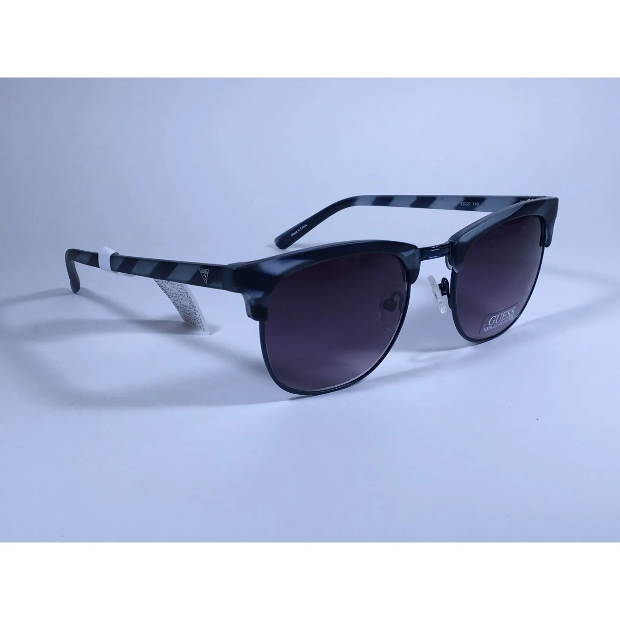 Guess Square Club Sunglasses Blue Stripes Smoke Gradient Lens GF0170 91B