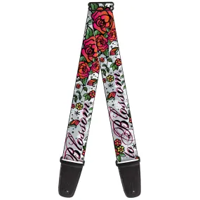 Guitar Strap - Born to Blossom White