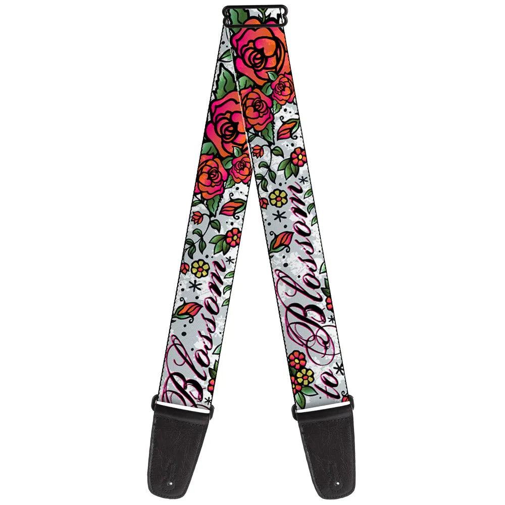 Guitar Strap - Born to Blossom White