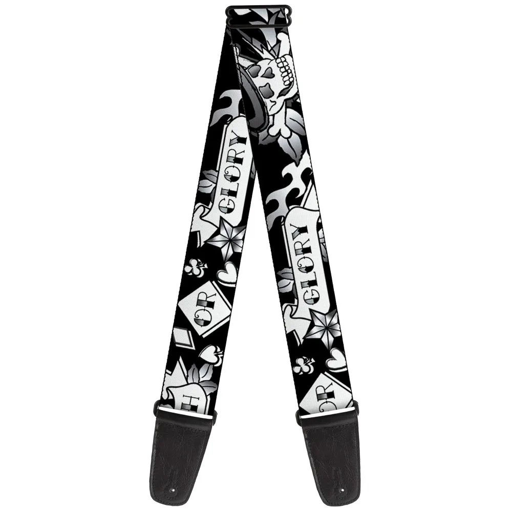 Guitar Strap - Death or Glory Black White
