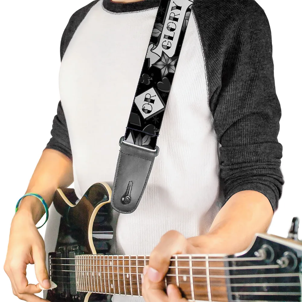 Guitar Strap - Death or Glory Black White