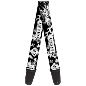 Guitar Strap - Death or Glory Black White
