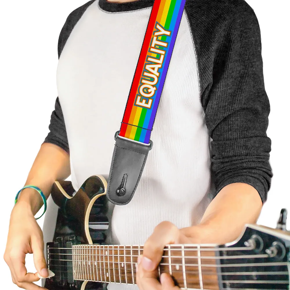 Guitar Strap - EQUALITY Stripe Rainbow White