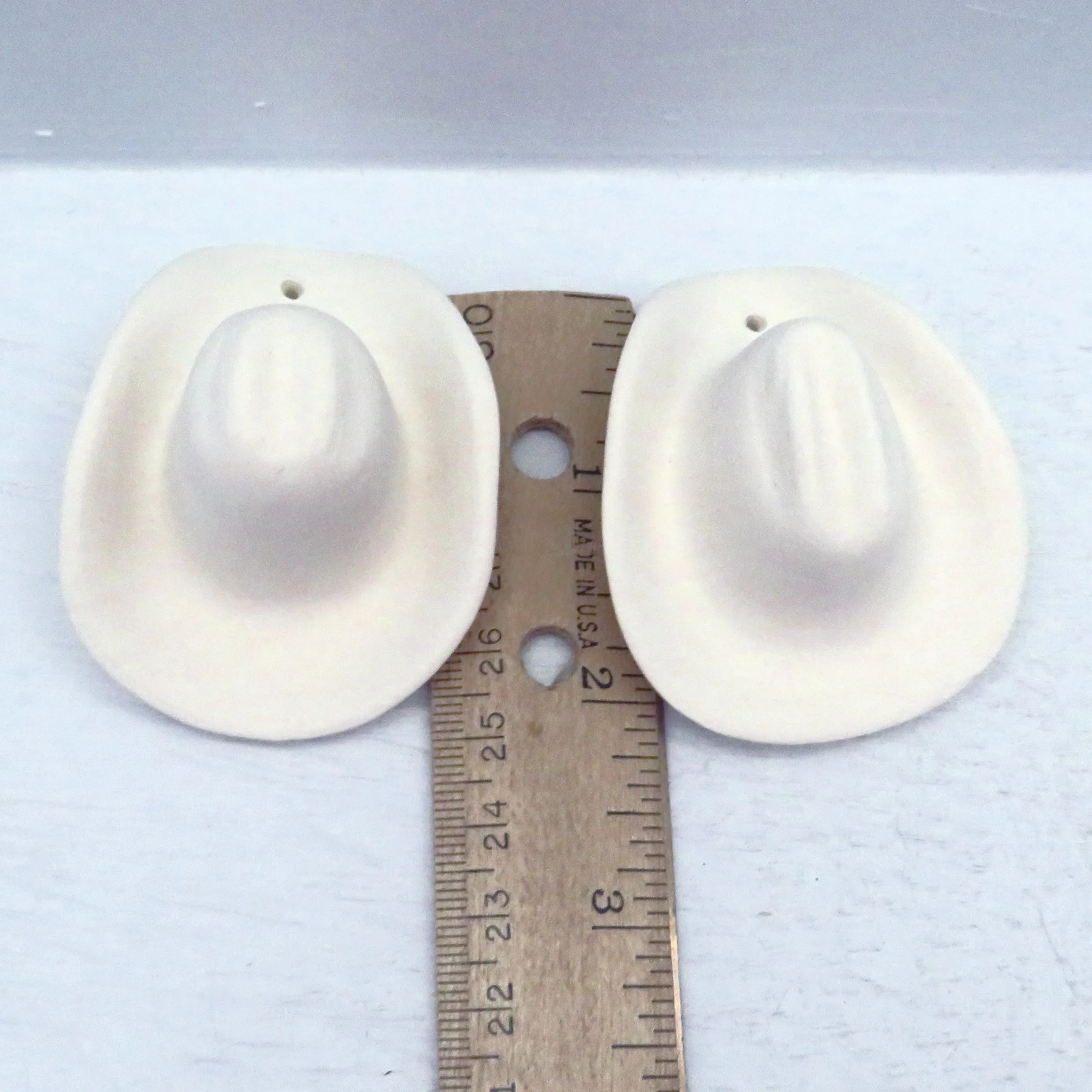 Handmade Ready to Paint Ceramic Cowboy Hat Christmas Tree Ornaments