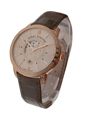 Harry Winston Midnight Champagne Rose Dial Men's Watch MIDQMP39RR002