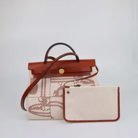 Hermes Cuivre/Ecru/Beige Vache Hunter/Toile H Brides de Gala Herbag Zip 31 Bag