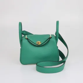 Hermes Vert Vertigo Cleamence Leather Lindy Mini GHW Bag