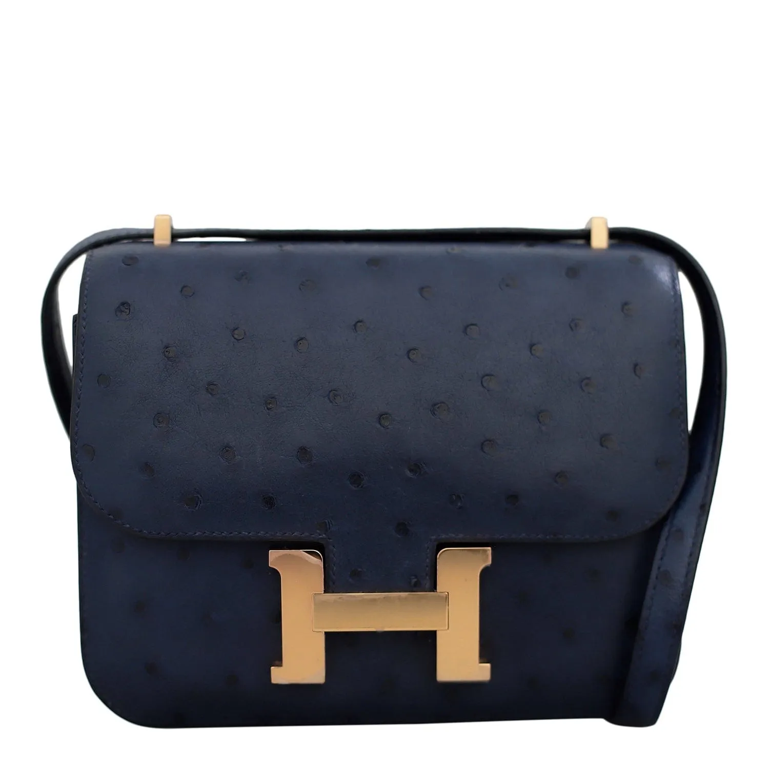 Hermès Ostrich Constance 18 Blue De Malte GHW 05897B