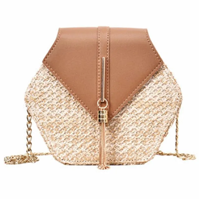 Hexagon Woven Leather Handbag