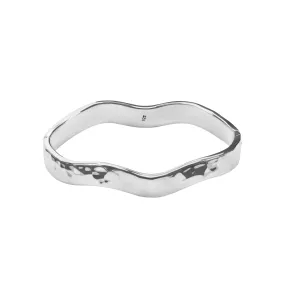 Hinged Hammered Bangle with Wave
