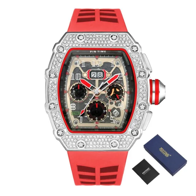 Hip Hop Diamond Watch Men Sport Chronograph Men Watches