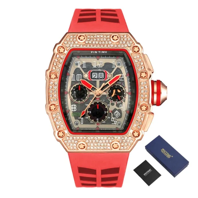 Hip Hop Diamond Watch Men Sport Chronograph Men Watches