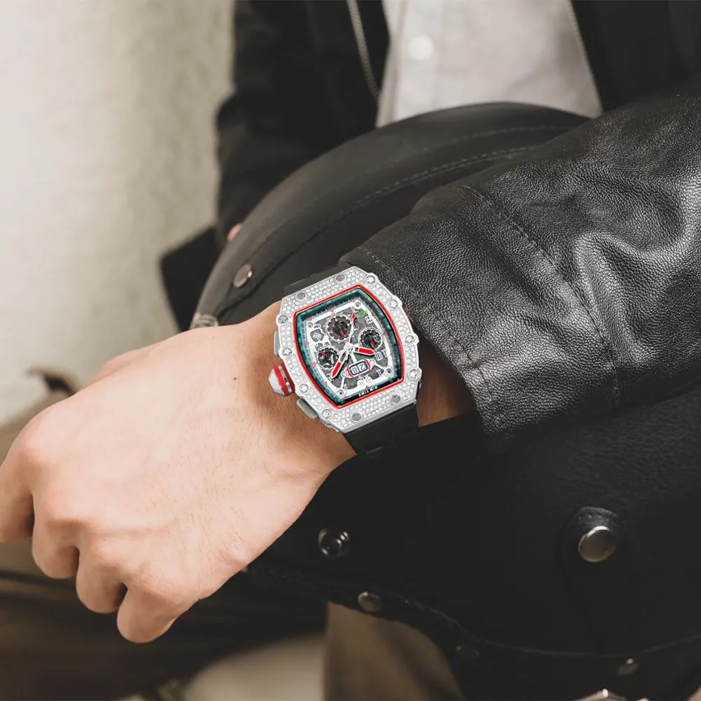 Hip Hop Diamond Watch Men Sport Chronograph Men Watches