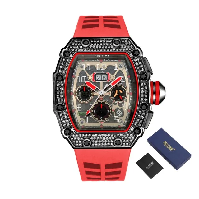 Hip Hop Diamond Watch Men Sport Chronograph Men Watches