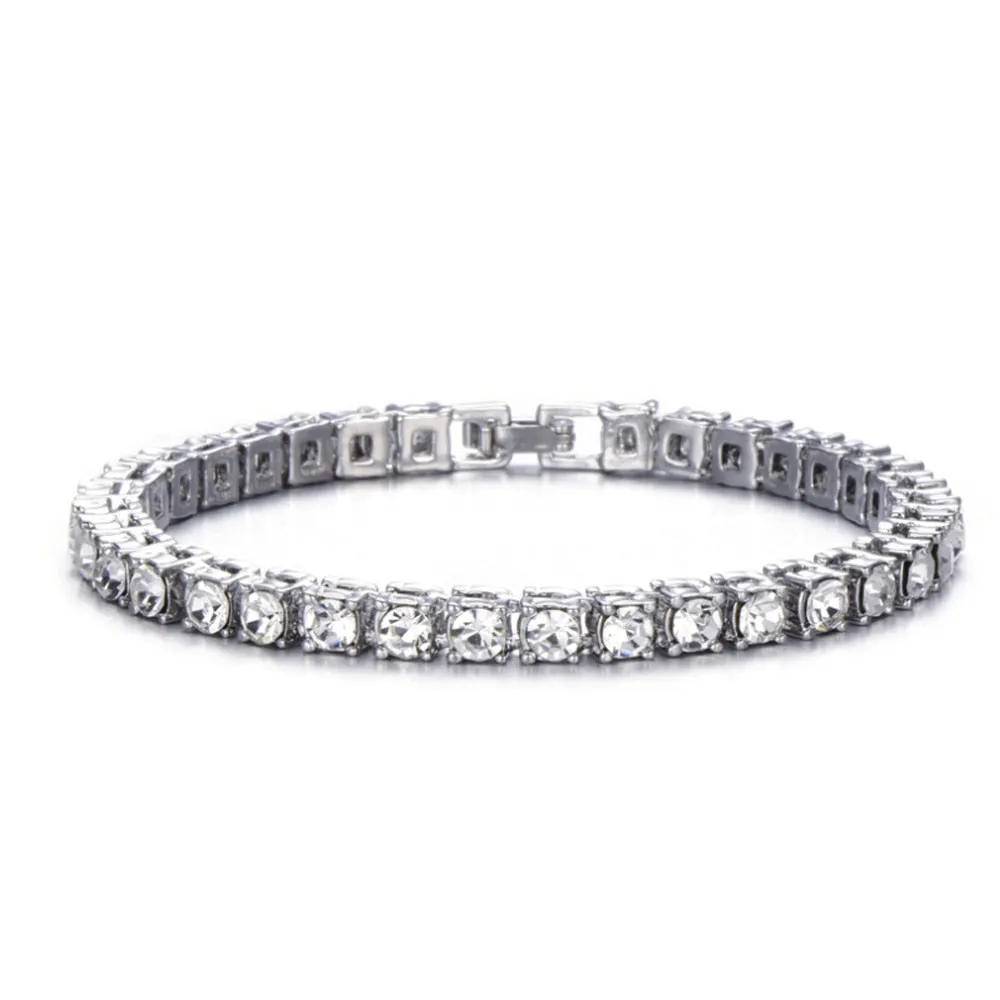 Hip Hop Gold Color Iced Out Bling CZ Cuban Link Chain Bracelet For Men