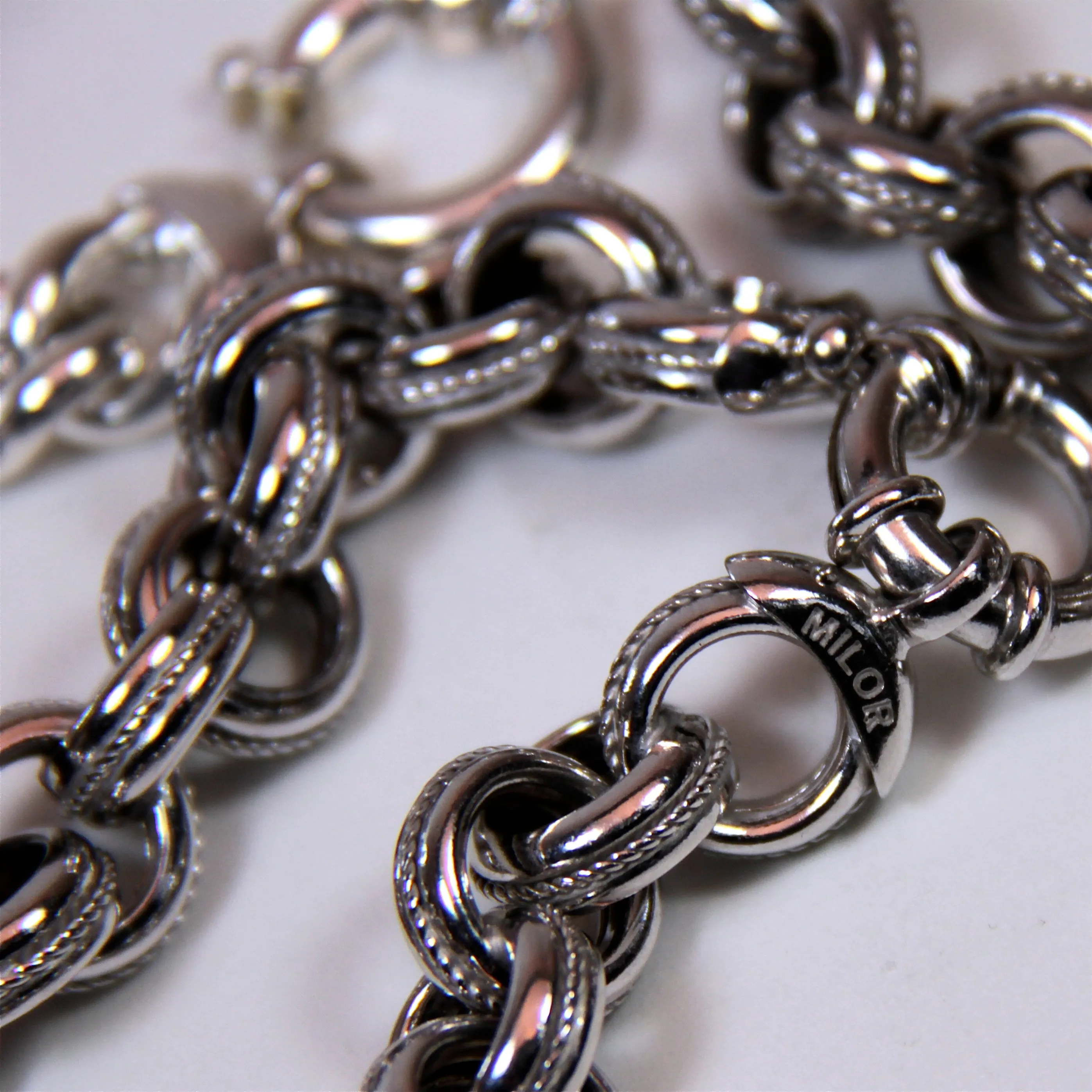 Italy Milor Sterling Silver Chunky Curb Link Bracelet and Necklace Set