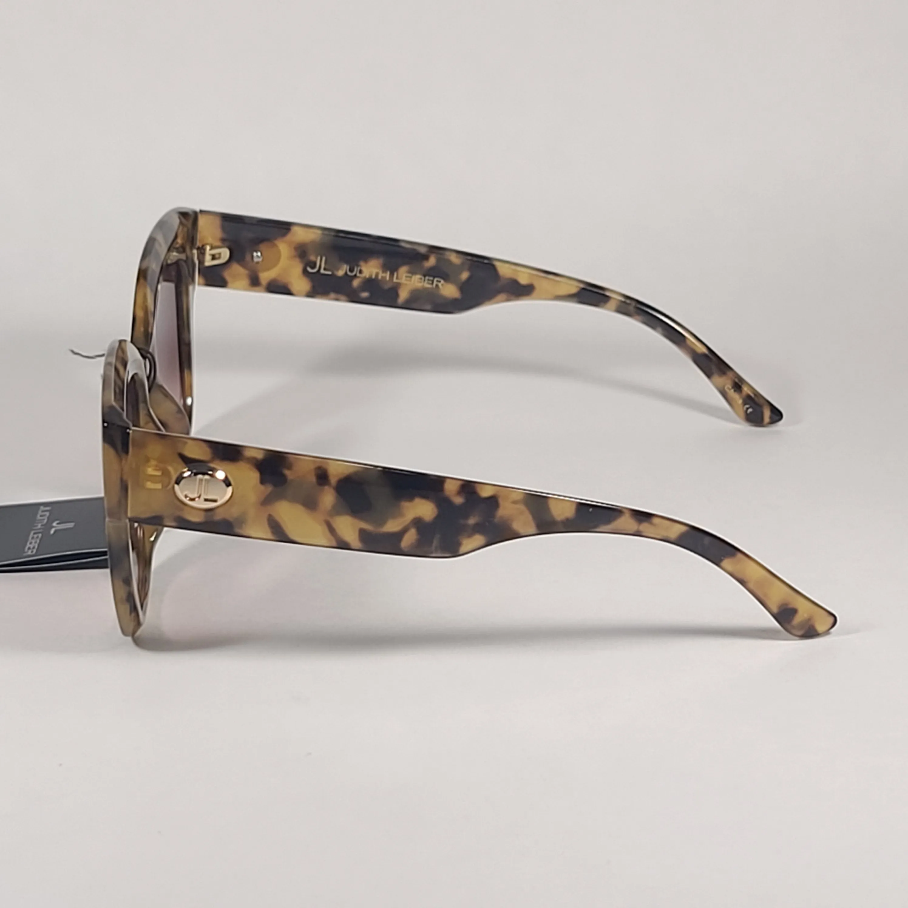 JL By Judith Leiber Foxy Square Sunglasses Milk Tortoise Frame Brown Gradient Lens