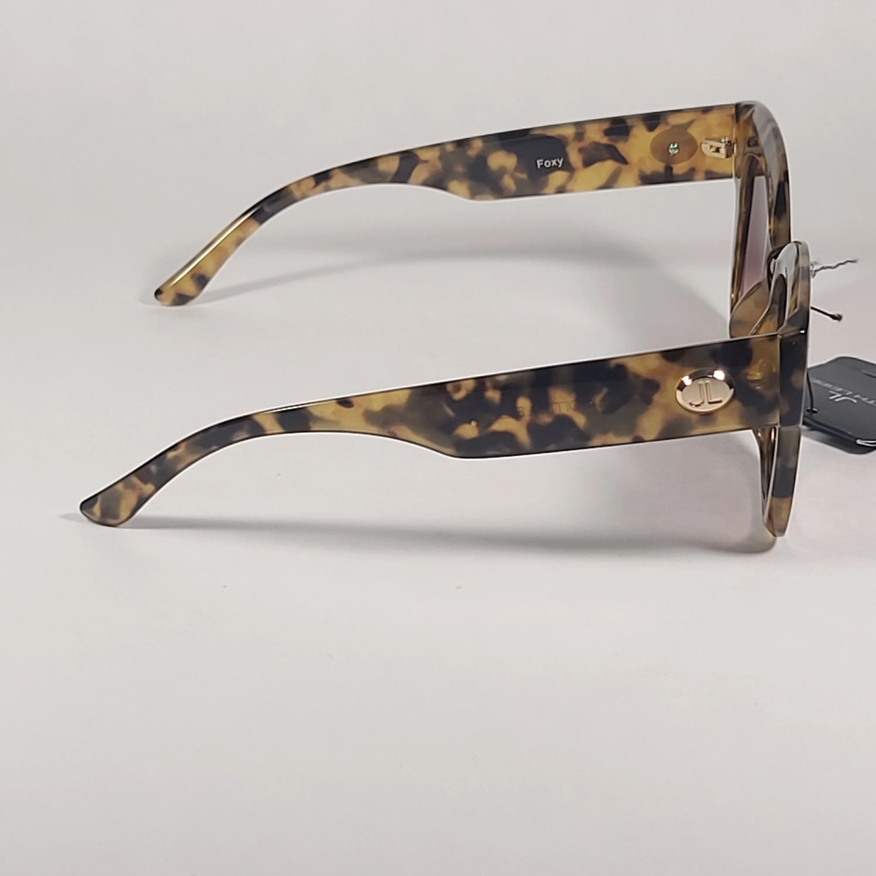 JL By Judith Leiber Foxy Square Sunglasses Milk Tortoise Frame Brown Gradient Lens