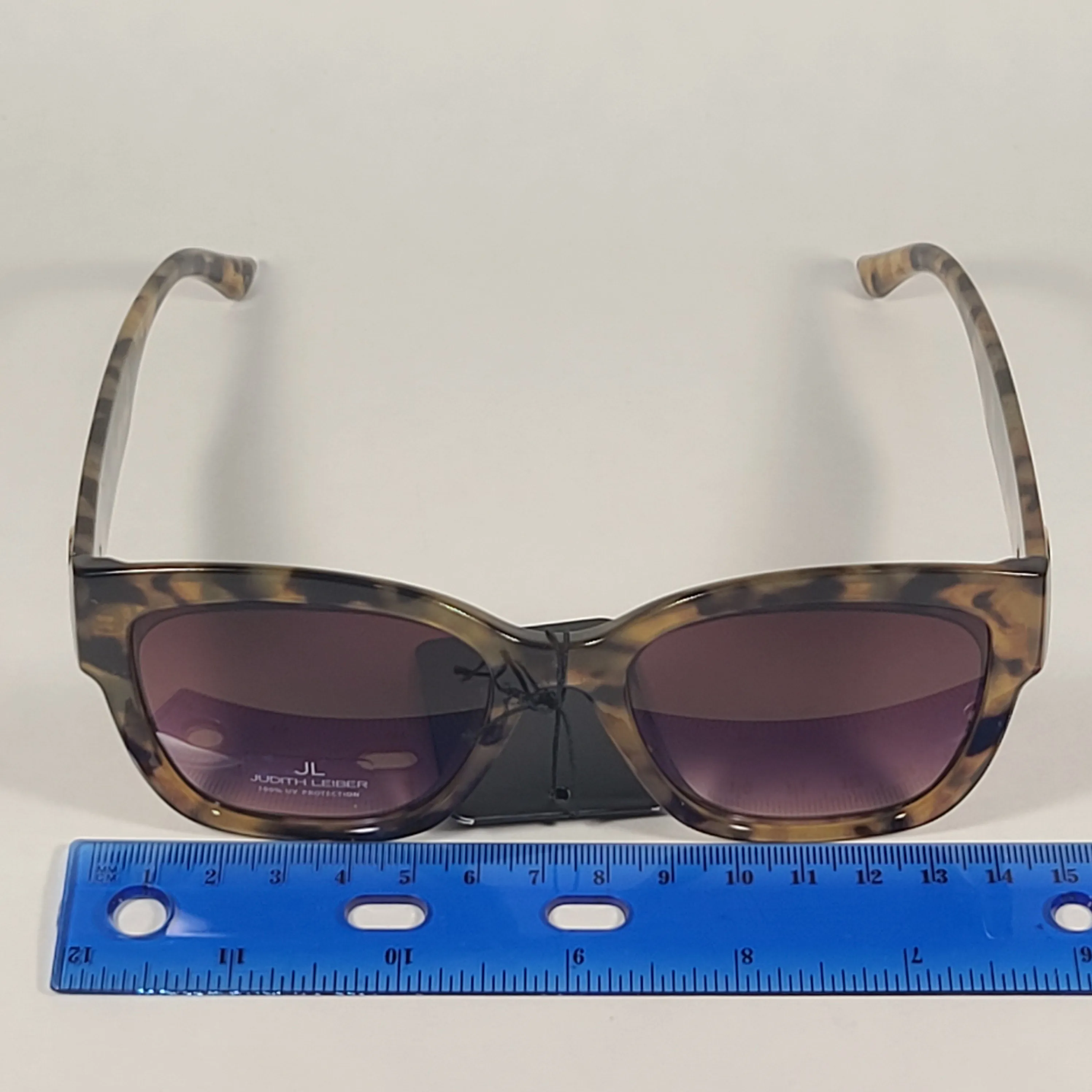 JL By Judith Leiber Foxy Square Sunglasses Milk Tortoise Frame Brown Gradient Lens