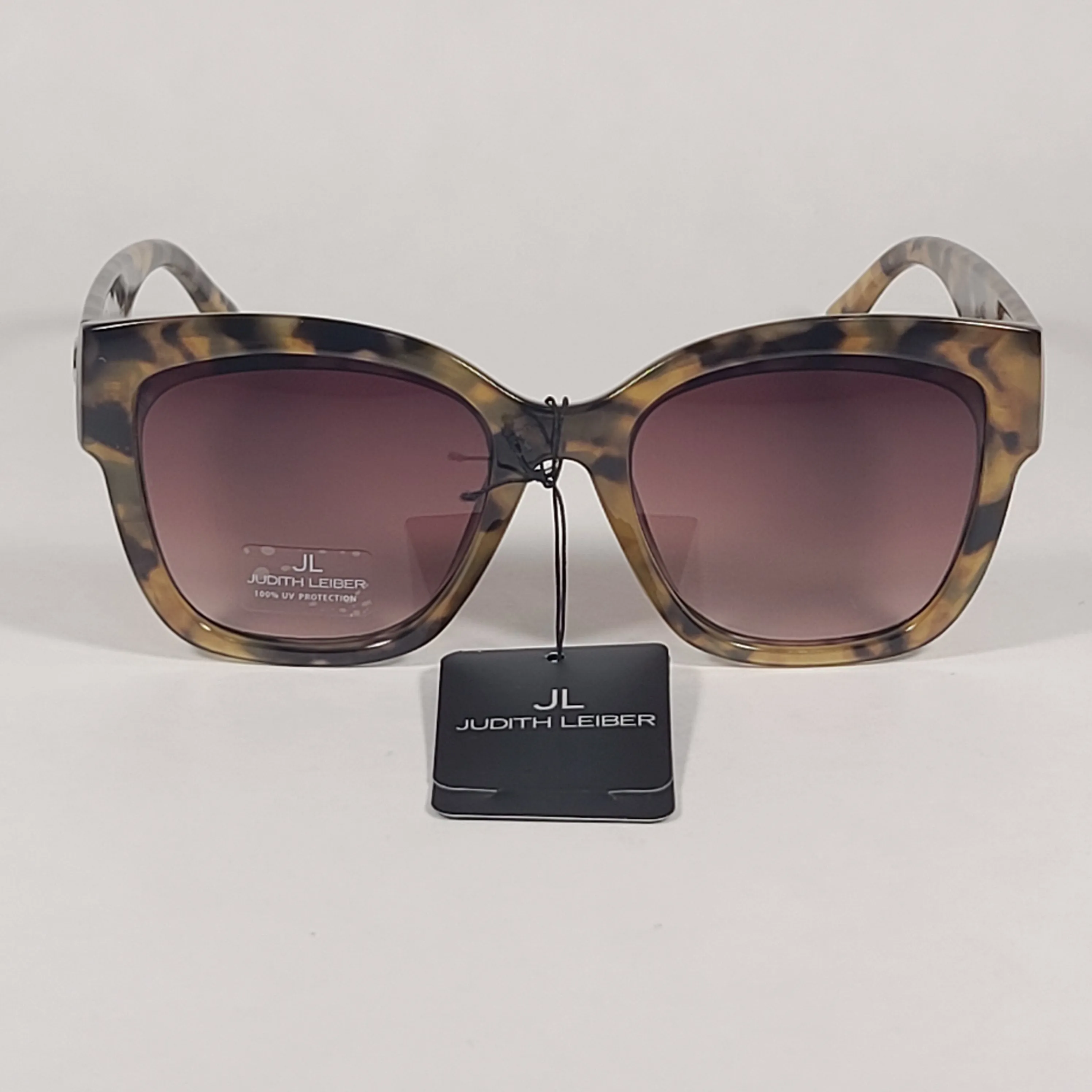 JL By Judith Leiber Foxy Square Sunglasses Milk Tortoise Frame Brown Gradient Lens